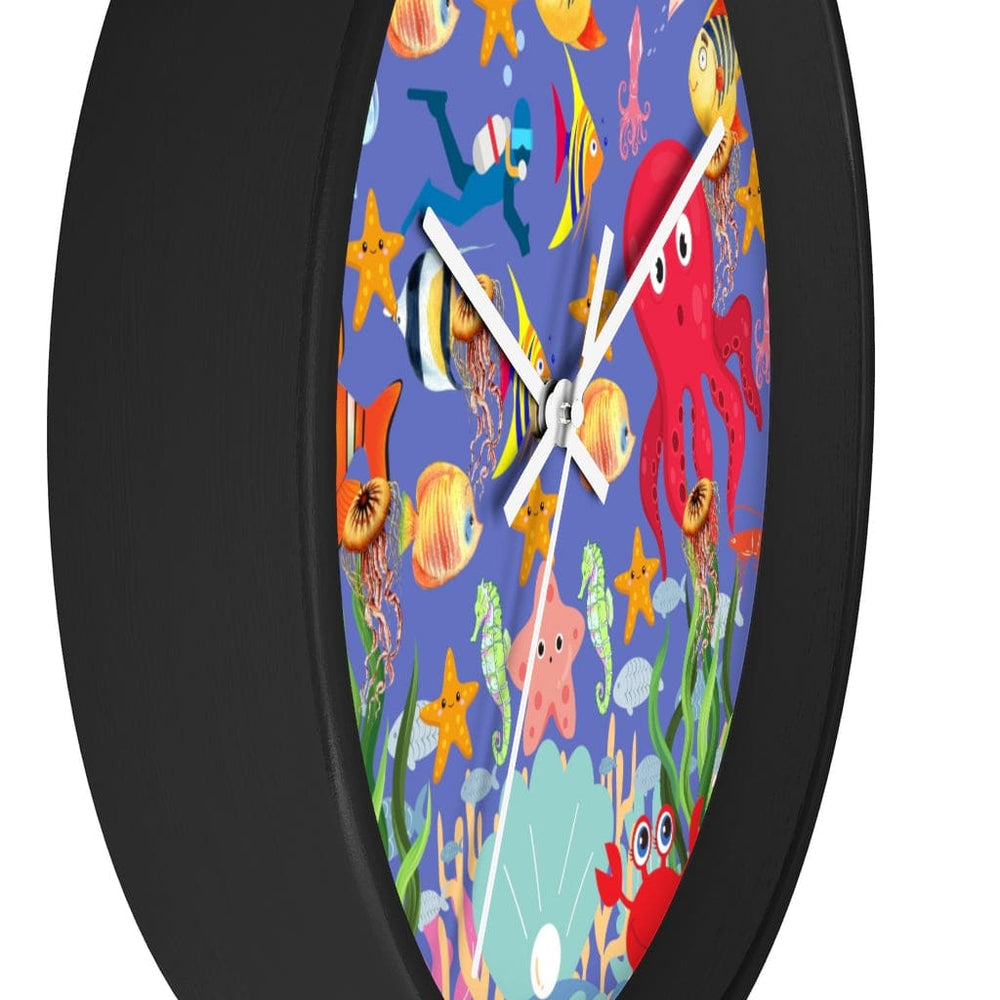 Wall Clock, Colorful Purple Sea Life Print