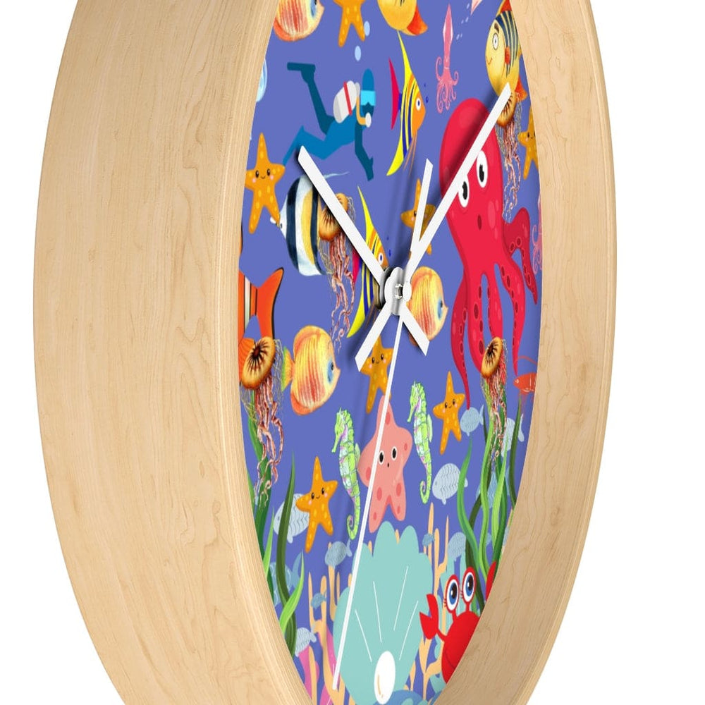 Wall Clock, Colorful Purple Sea Life Print
