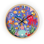 Wall Clock, Colorful Purple Sea Life Print