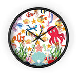 Wall Clock, Colorful Sea Life Print