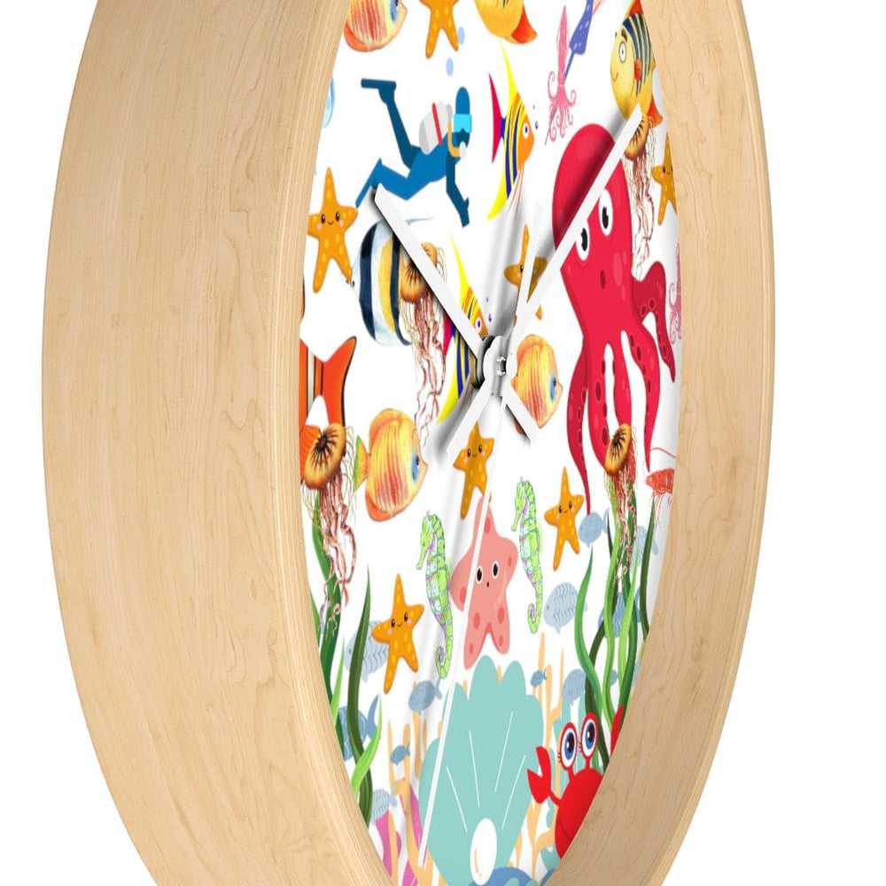 Wall Clock, Colorful Sea Life Print
