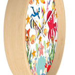 Wall Clock, Colorful Sea Life Print