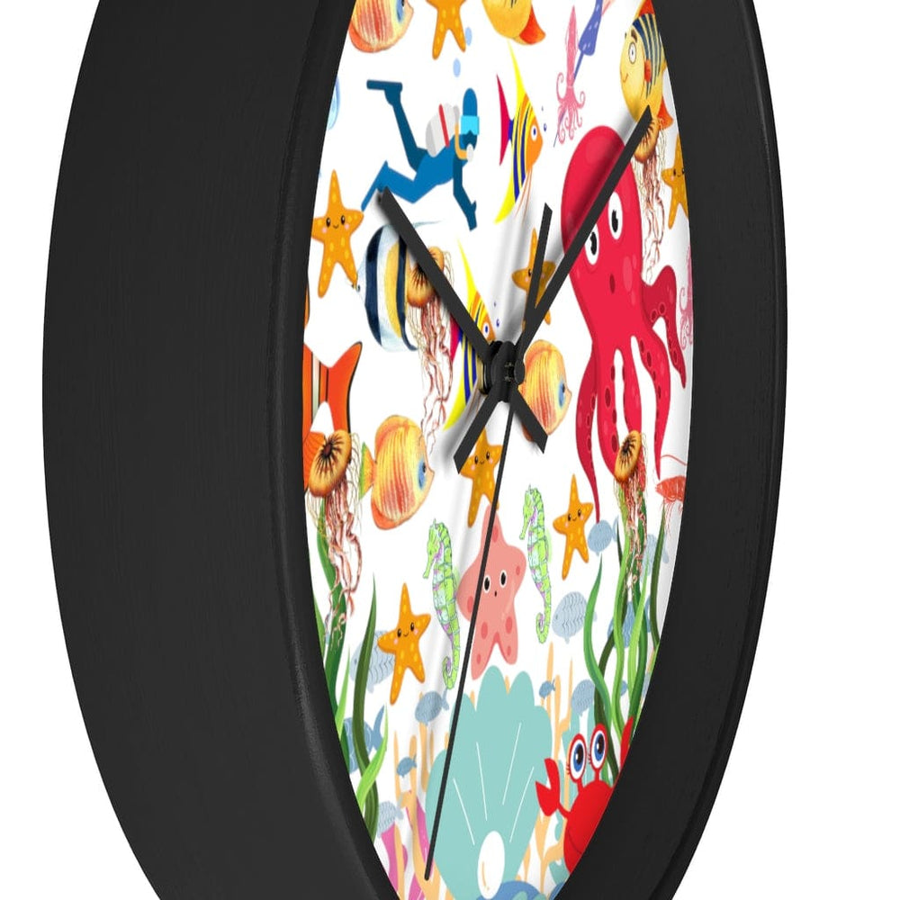 Wall Clock, Colorful Sea Life Print