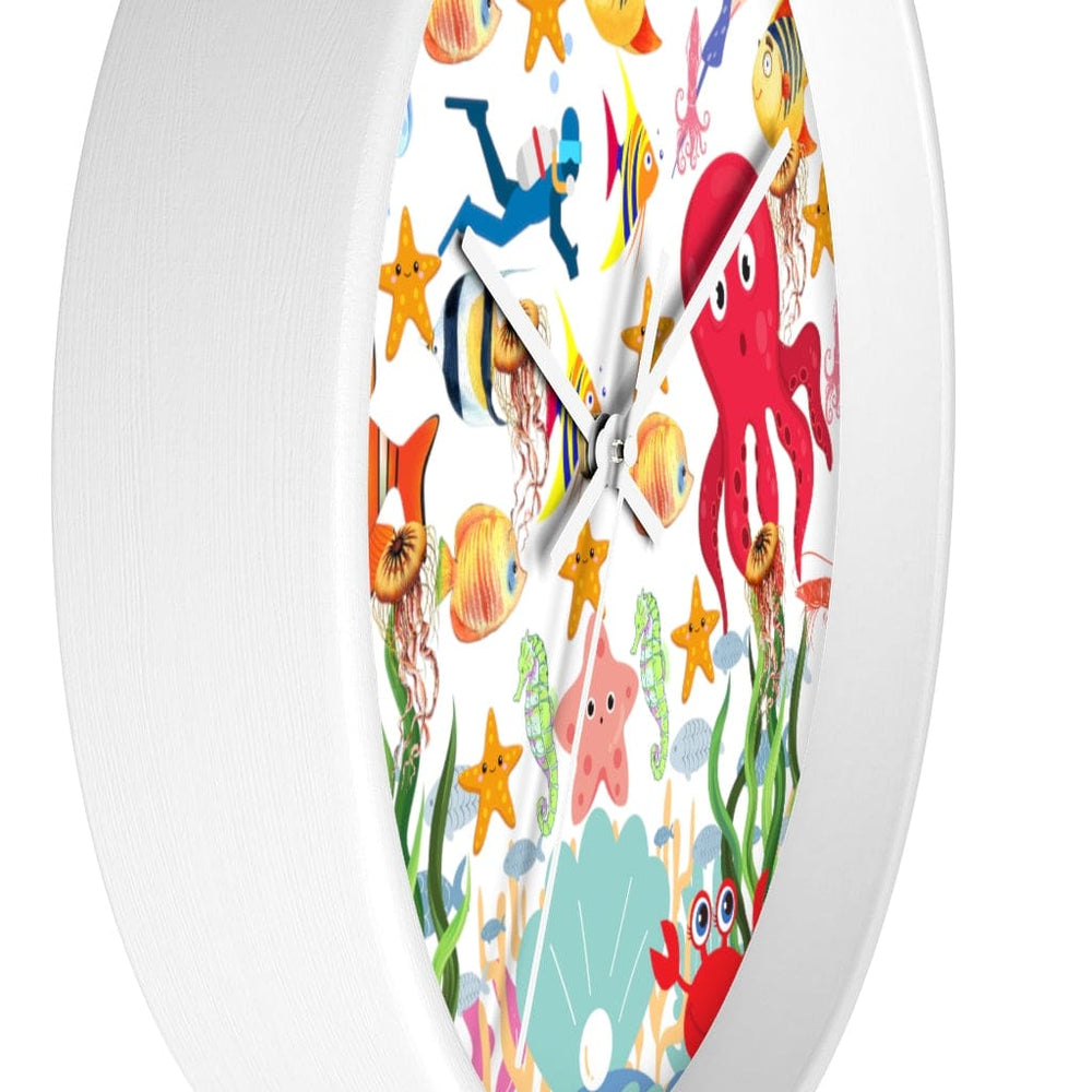 Wall Clock, Colorful Sea Life Print