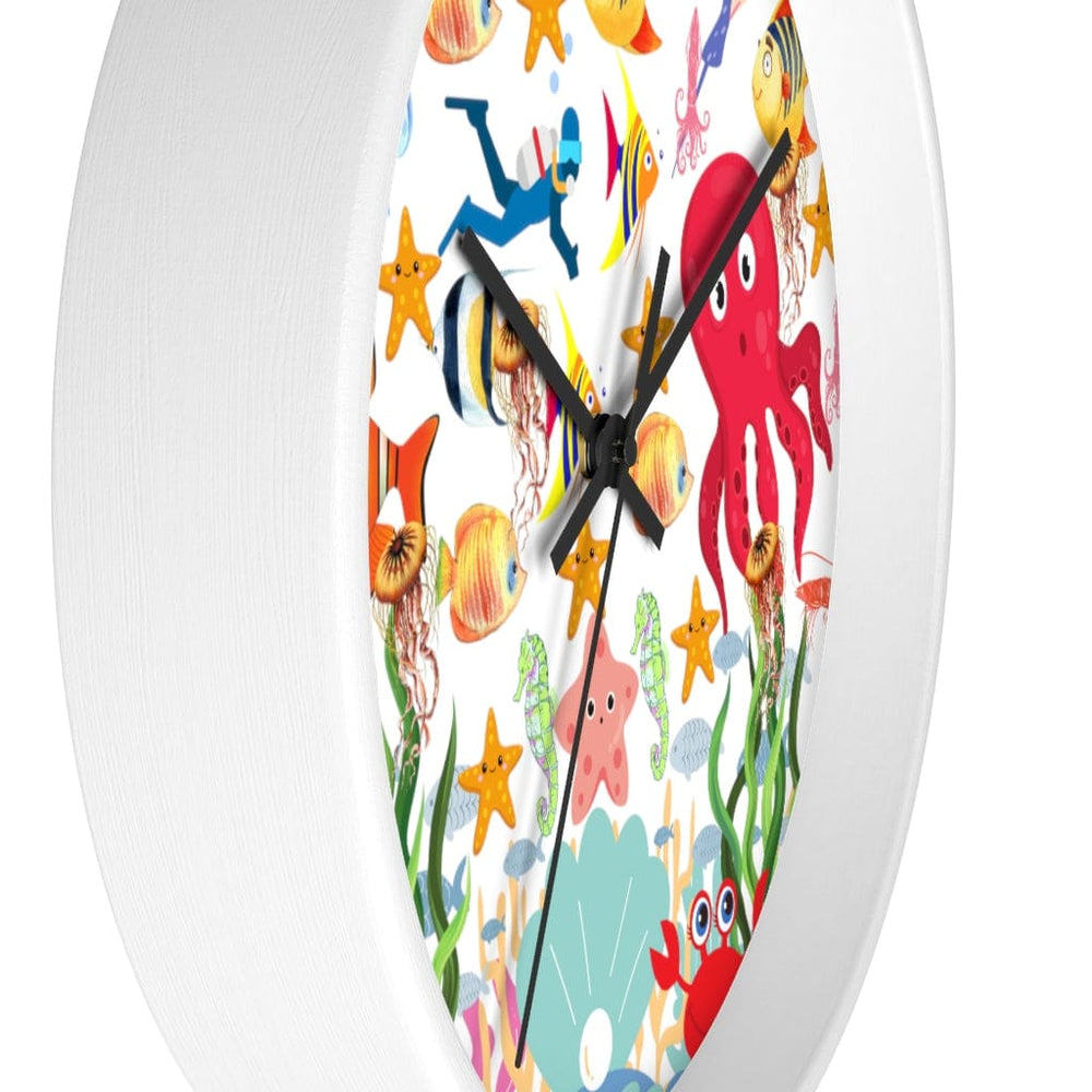 Wall Clock, Colorful Sea Life Print