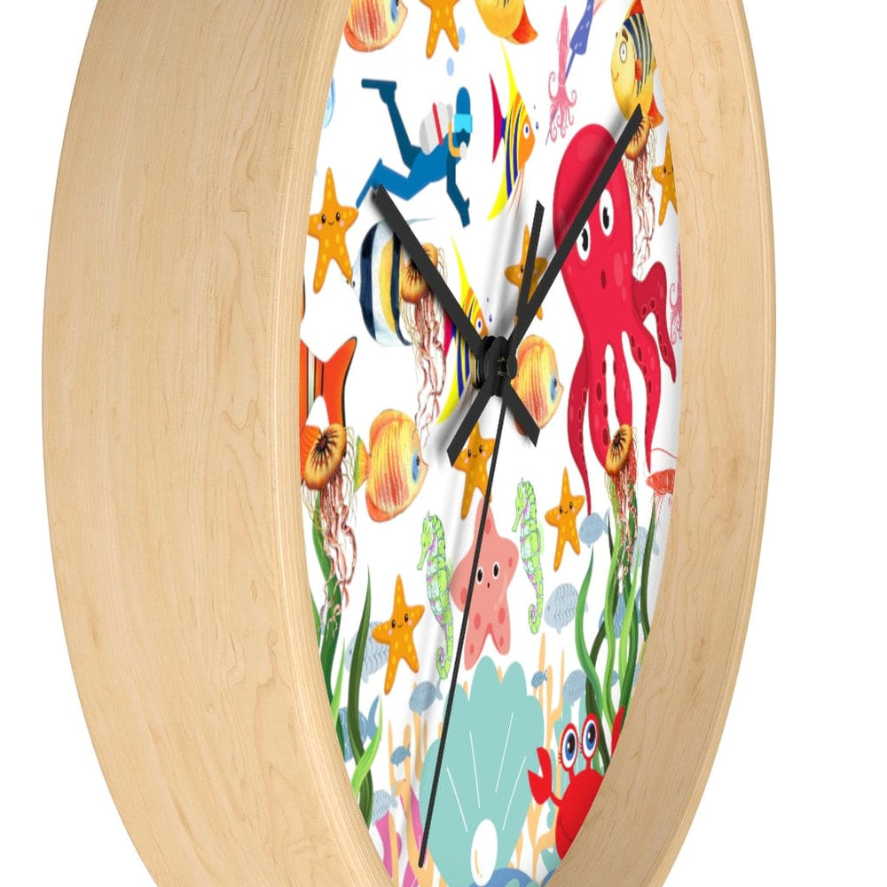 Wall Clock, Colorful Sea Life Print