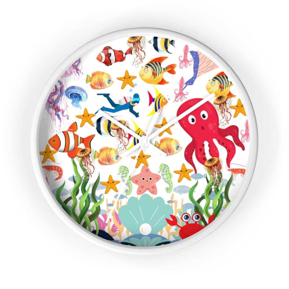 Wall Clock, Colorful Sea Life Print