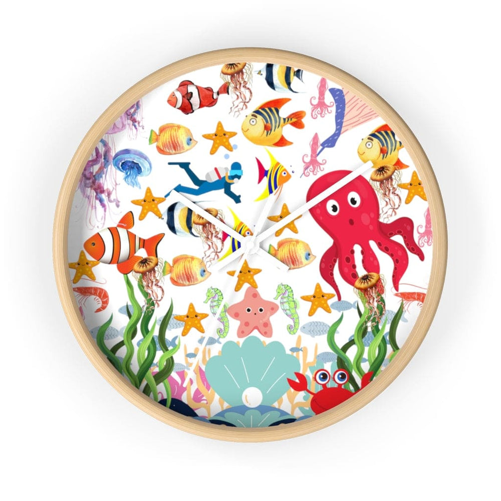 Wall Clock, Colorful Sea Life Print