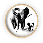 Wall Clock, Elephant Black and White Print