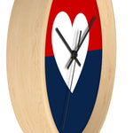 Wall Clock, Red Blue White Heart Print