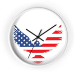 Wall Clock, Red White Blue Eagle Print