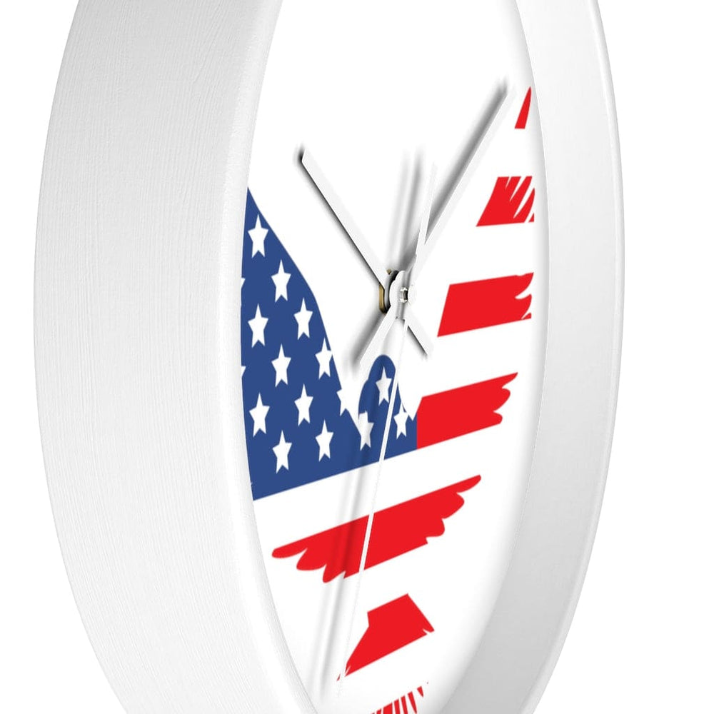 Wall Clock, Red White Blue Eagle Print