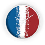 Wall Clock, Red White Blue Print