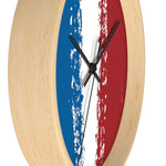 Wall Clock, Red White Blue Print