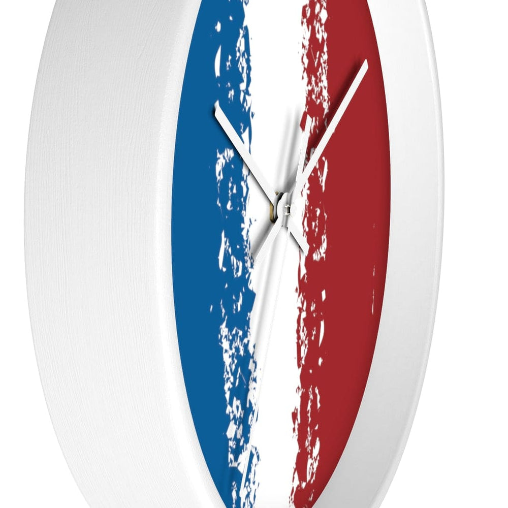 Wall Clock, Red White Blue Print