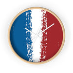 Wall Clock, Red White Blue Print