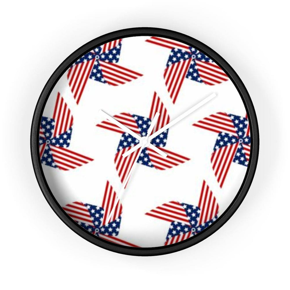 Wall Clock, Stars and Stripes Red White Blue Print