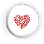 Wall Clock, White and Red Heart Print