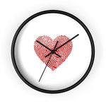 Wall Clock, White and Red Heart Print