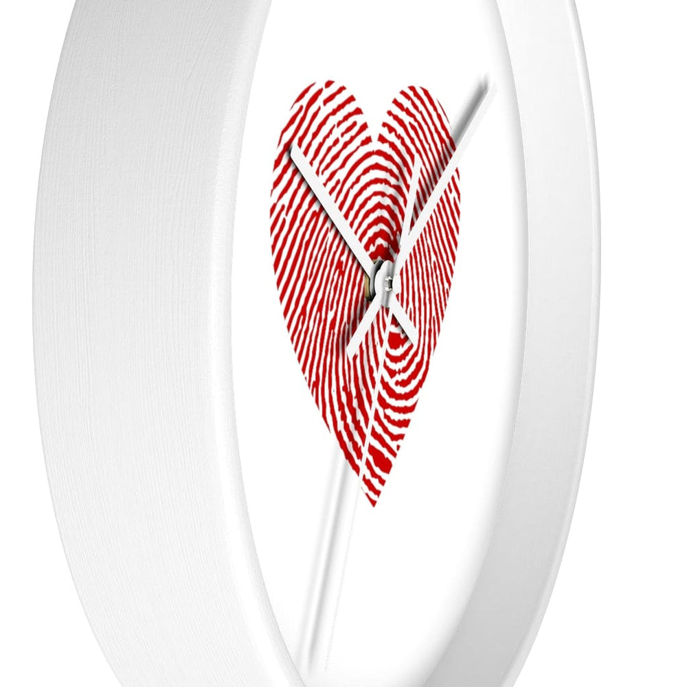 Wall Clock, White and Red Heart Print