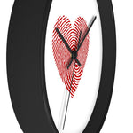 Wall Clock, White and Red Heart Print