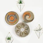 Set of 3 Wall Hanging Seagrass Basket | Shallow Handwoven Decorative Baskets for Home