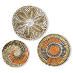 Set of 3 Wall Hanging Seagrass Basket | Shallow Handwoven Decorative Baskets for Home