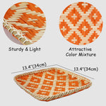 Square Bamboo Woven Basket Tray, Rustic Decorative Wooden Serving Tray for Breakfast, Drinks, Snacks, Coffee Table, Interior Decor