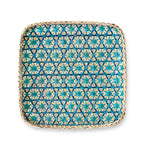 Square Bamboo Woven Basket Tray, Rustic Decorative Wooden Serving Tray for Breakfast, Drinks, Snacks, Coffee Table, Interior Decor