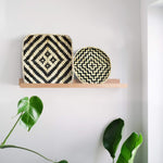 Square Bamboo Woven Basket Tray, Rustic Decorative Wooden Serving Tray for Breakfast, Drinks, Snacks, Coffee Table, Interior Decor