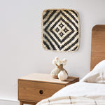 Square Bamboo Woven Basket Tray, Rustic Decorative Wooden Serving Tray for Breakfast, Drinks, Snacks, Coffee Table, Interior Decor