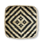 Square Bamboo Woven Basket Tray, Rustic Decorative Wooden Serving Tray for Breakfast, Drinks, Snacks, Coffee Table, Interior Decor