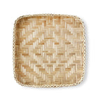 Square Bamboo Woven Basket Tray, Rustic Decorative Wooden Serving Tray for Breakfast, Drinks, Snacks, Coffee Table, Interior Decor