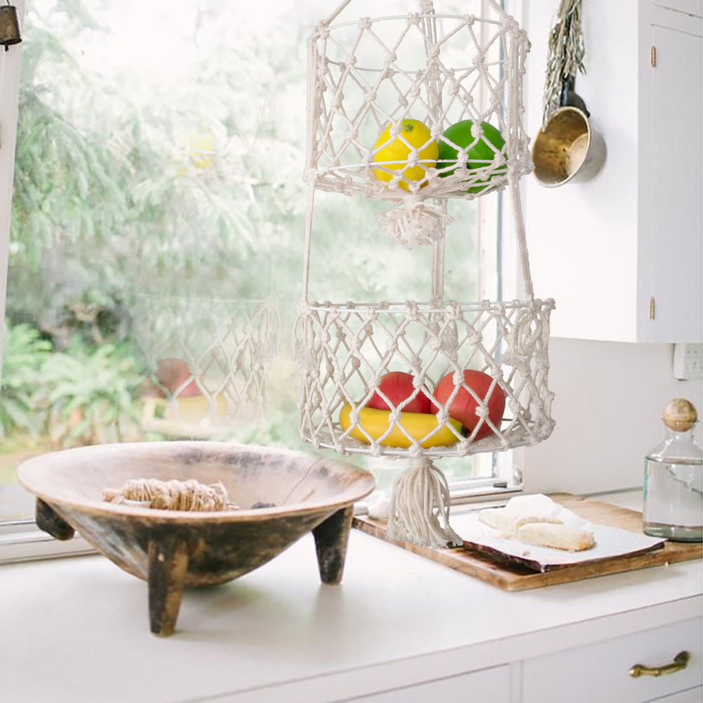 Wall Hanging Fruit Basket | Wire Basket Organizer and Storage for Kitchen