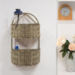 2-Tier Semi Circle Wicker Wall Hanging Storage Baskets for Home Décor and Display