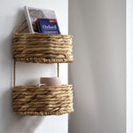 2-Tier Semi Circle Wicker Wall Hanging Storage Baskets for Home Décor and Display