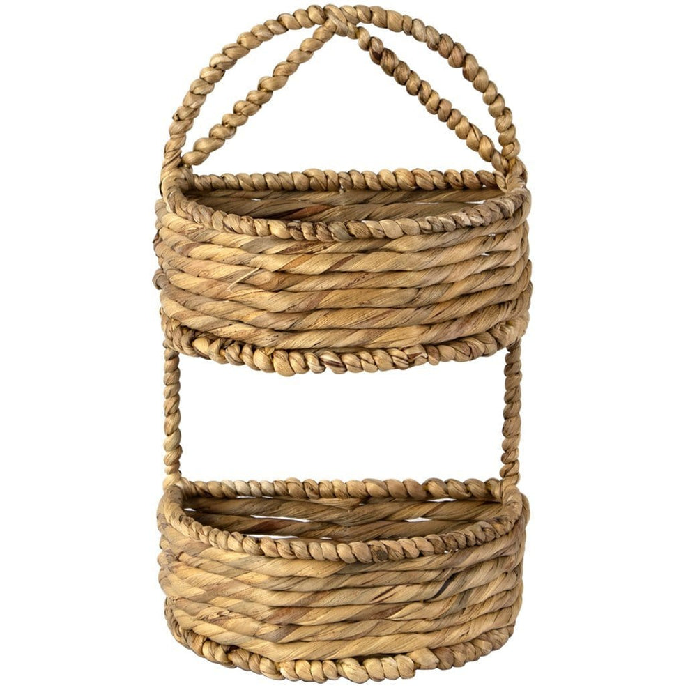 2-Tier Semi Circle Wicker Wall Hanging Storage Baskets for Home Décor and Display