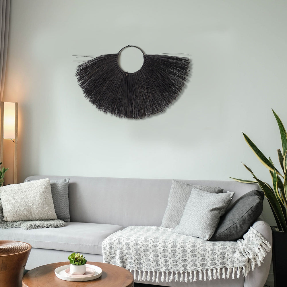 Rustic Wall Hanging Boho Woven Seagrass Home Decor Wall Pediment for Room Decoration