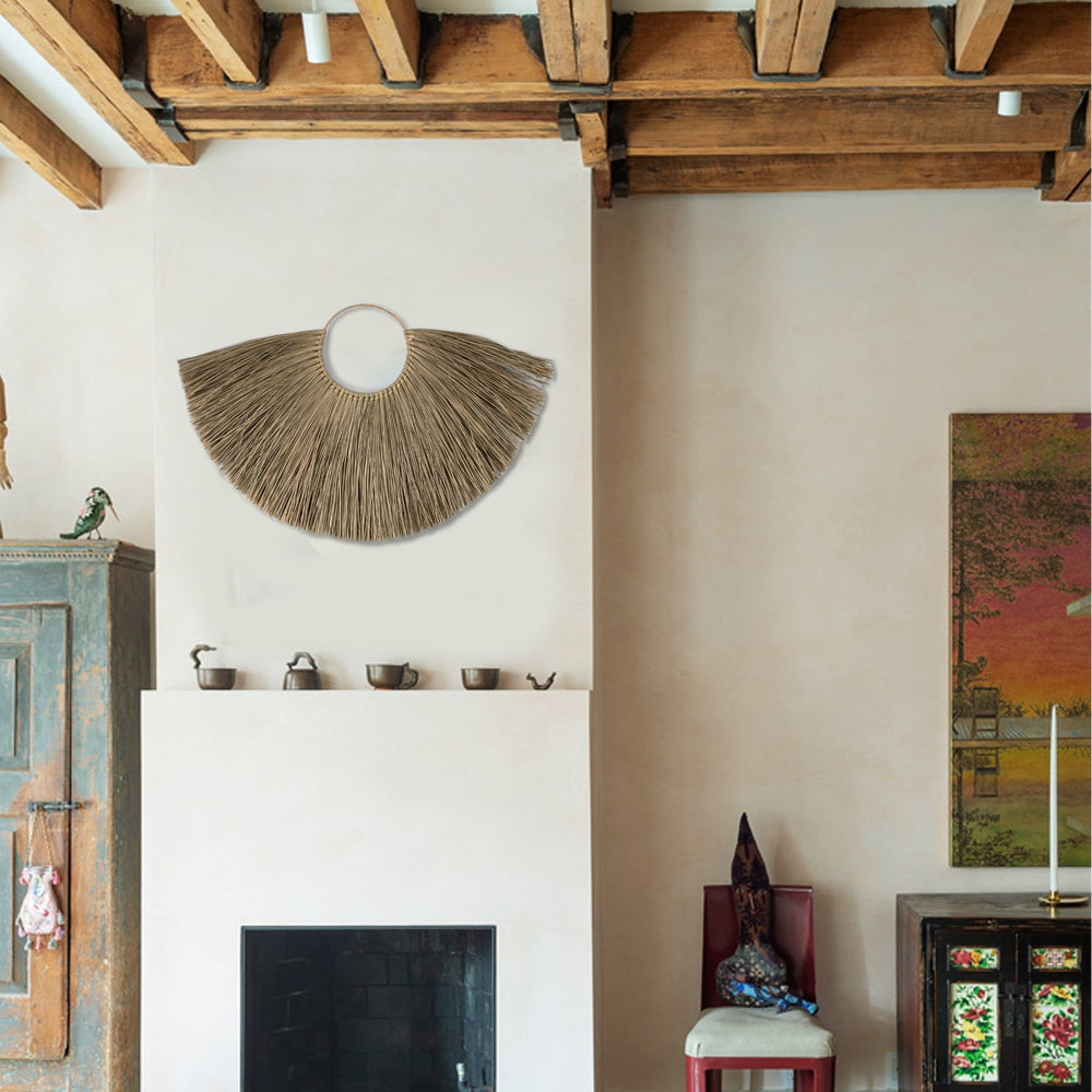 Rustic Wall Hanging Boho Woven Seagrass Home Decor Wall Pediment for Room Decoration