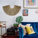 Rustic Wall Hanging Boho Woven Seagrass Home Decor Wall Pediment for Room Decoration